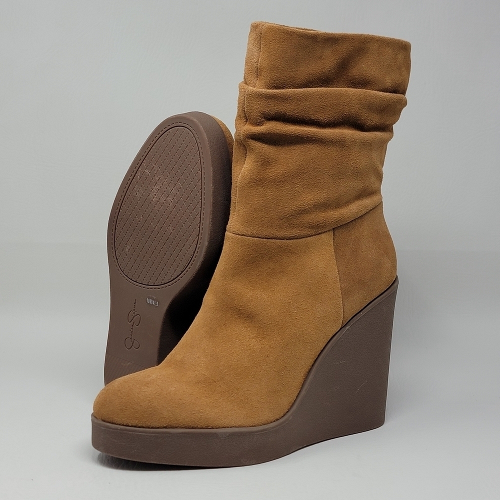 Jessica Simpson Mynette Tuscan Tan Oiled Suede Wedge Boots Size 10 M New